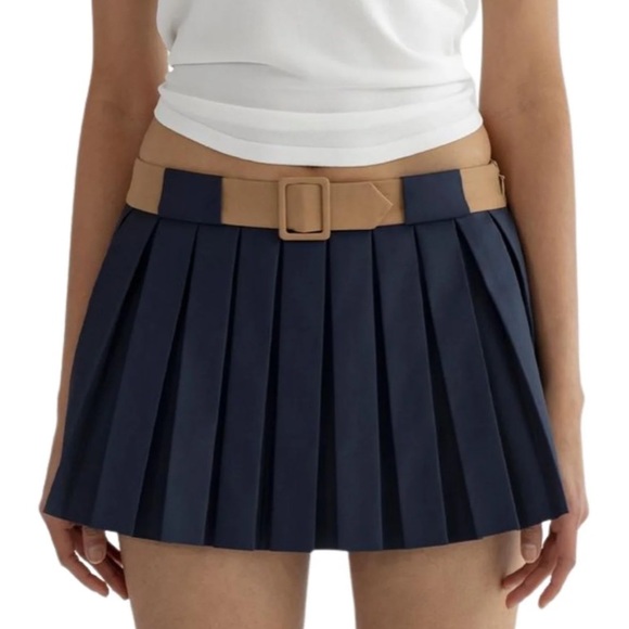 Orseund Iris Dresses & Skirts - Orseund Iris micro mini pleated skirt navy/camel